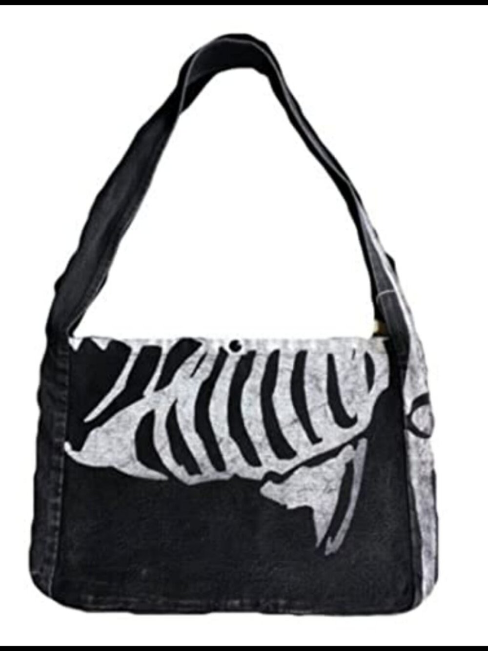 Gothic Skull Messenger Bag Canvas Grunge Y2K Crossbody Purse - Picture 1 of 6